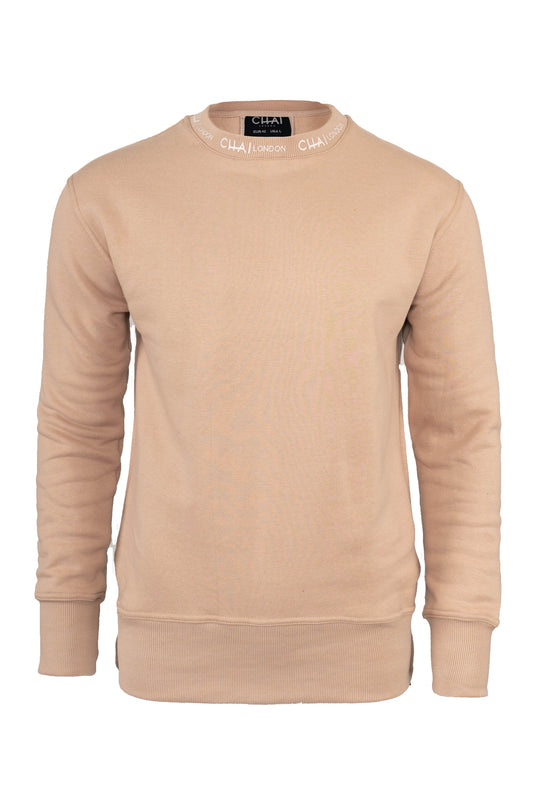 Printed Crew Neck Sweater - Sand
