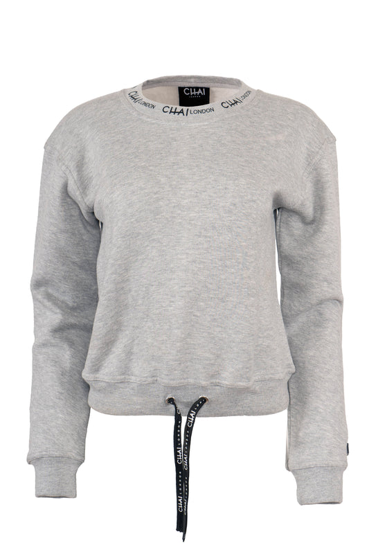 Cropped Crew Neck Sweater - Grey