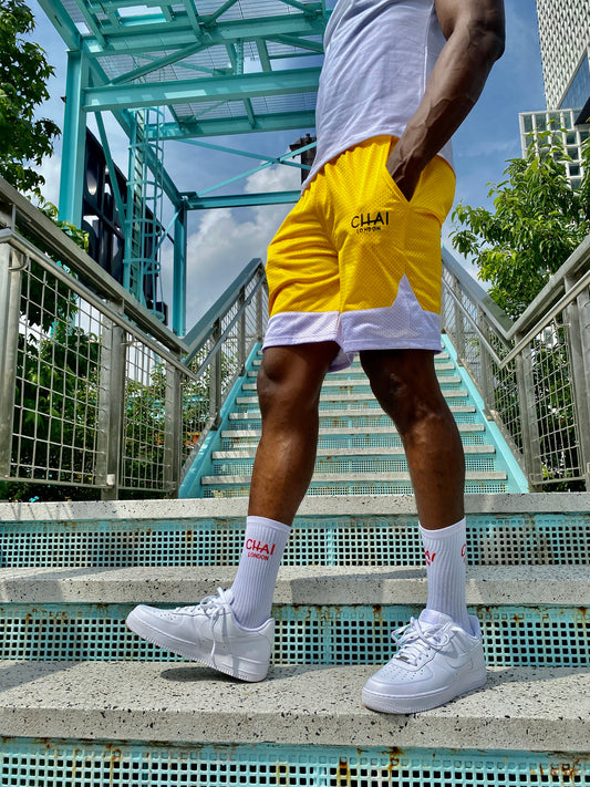 Yellow Mesh Basketball Shorts