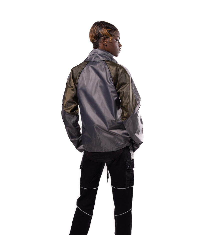 Windbreaker Jacket - Grey / Green