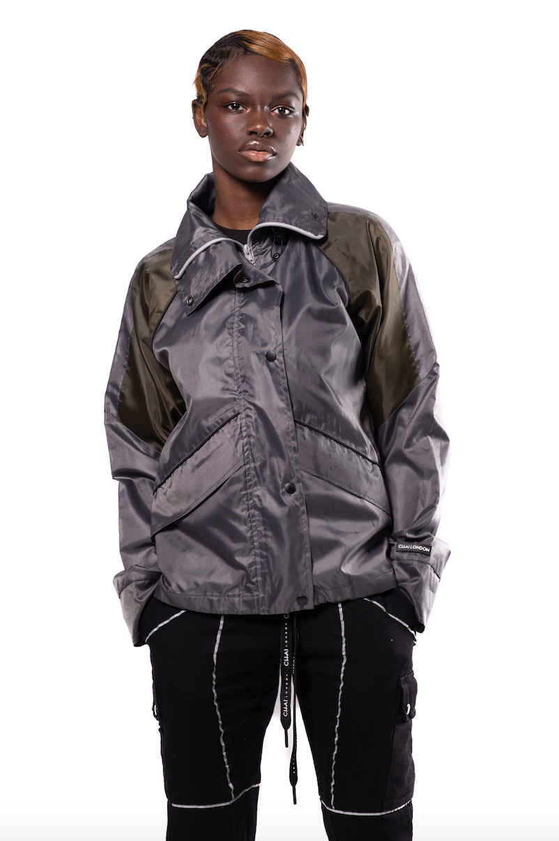 Windbreaker Jacket - Grey / Green