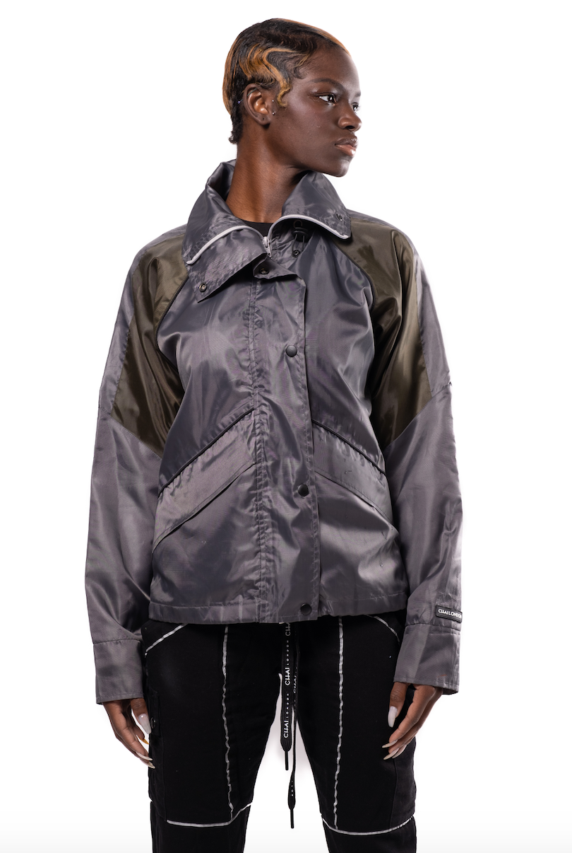 Windbreaker Jacket - Grey / Green