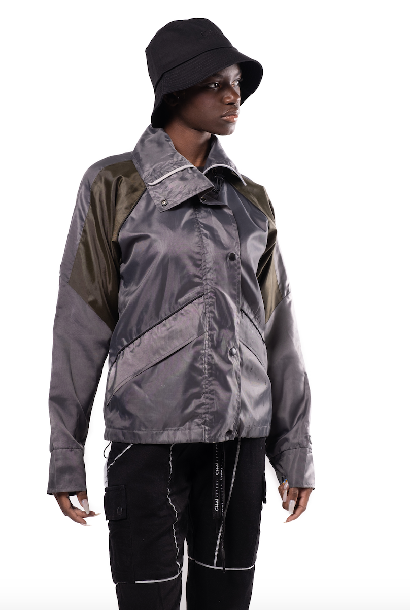 Windbreaker Jacket - Grey / Green