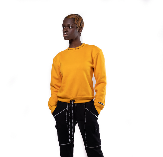 Cropped Crew Neck Sweater - Honey