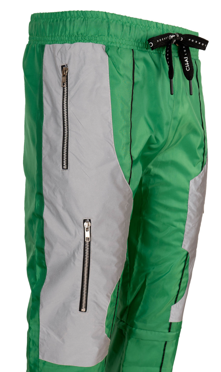 Reflective Windbreaker Pants - Money Green